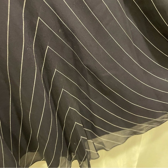 Y2K Ralph Lauren silk navy blue white stripe chevron flowy skirt wide band - Picture 3 of 6